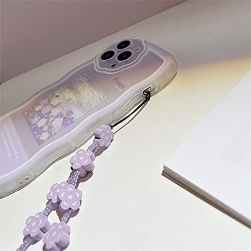 Fycyko kompatibilan s iPhoneom 7/8/SE futrolom sa slatkim ljubičastim cvjetnim cvjetnim uzorkom dizajna estetike žene tinejdžerke za