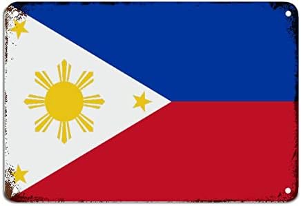 Filipini zastava Metal Sign Philippines aluminijski metalni znak Rustikalni domoljubni dekor Nacionalna zastava zidna umjetnost Vintage