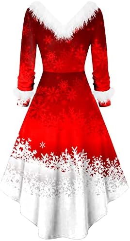 Božićne haljine za žene 2022 zabava s dugim rukavima casual dresse elegantna karirana haljina ružna koktel haljina snjegovića