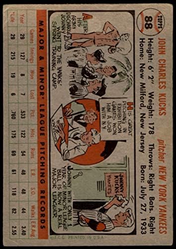 1956. Topps 88 Johnny Kucks New York Yankees Fair Yankees