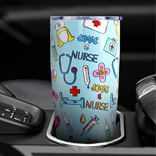 Mhrevyi medicinska sestra od nehrđajućeg čelika s slamom i poklopcem zidom vakuumski sportski termos izolirana putnička kava šalica-rođendan,