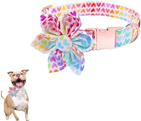 Valentinovo Dan, ovratnik za pse - Ovratnik za pseće duge s bowtie cvijetom ručno izrađen za velike srednje male pse