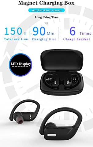 Bežične ušice Bluetooth slušalice 48 sati igraju se sportske slušalice s LED zaslonom prekomjerne pupoljke s ušima ugrađenim mikrofonima