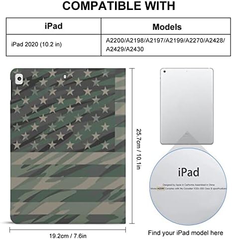 Patriotska džungla zelena camova zastava kompatibilna s iPadom 2020 （10.2in） Slučaj za proizvodnju tableta Slim Smart Stand Zaštitni