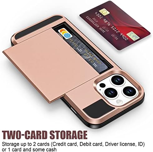 Anuck futrola za iPhone 14 Pro Max kućište s držačem kartice, šokolaska teška futrola za novčanik [utor za kreditne kartice] [Slide