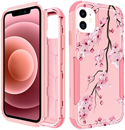 PLAKILL za iPhone 11 Zaštitni slučaj 3 u 1 Dizajneru ružičastog cvjetanja Cvjetna kapka Testirani Slatki slučajevi za žene djevojke