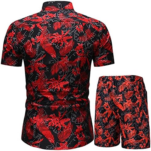 Narhbrg muškarci 2pcs Outfit, muški luksuzni cvjetni havajski košulje odgovara casual gumb dolje majice kratkih rukava set kratkih