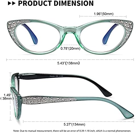 Naočale za čitanje za žene-blokirajuće plavo svjetlo 4 pakiranja ženskih modnih čitača s fleksibilnim opružnim šarkama, antirefleksnim