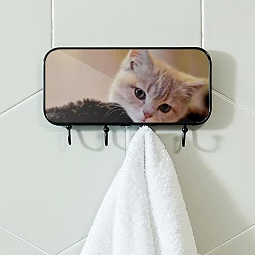 Mačji uzorak za ispis kaput zidni nosač, stalak za ulazni kaput s 4 spojke za kaput za kaput ručnika za ručnike haljine ulaz u kupaonicu