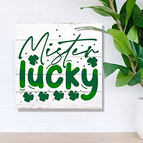 Mister Lucky Wood Art Plake Clover St Patrick citira zidni dekor znak 17. ožujka Happy St Patrick's Day Wall Viseći plakete za spavaću