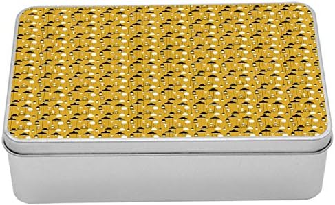 Kutija od senfa od senfa, Retro stropno svjetlo s uzorkom, prijenosni pravokutni metalni organizator za pohranu s poklopcem, 7,2 ~