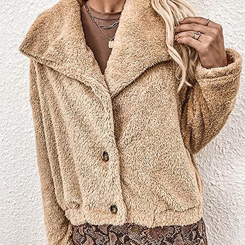 Ženska jednostruka jakna s kaputama s dugim rukavima Ovratnik labavo ležerno mekano toplo zimsko plišano dugme elegantno