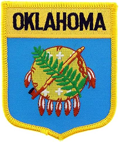 Oklahoma državna zastava Shield Shield izvezeni flaster, s ljepilom za željezo