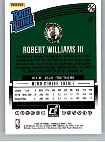 2018-19 Donruss 167 Robert Williams III ocijenjeni rookie RC Rookie Boston Celtics NBA košarkaška karta
