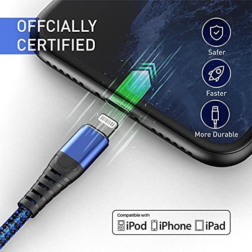 [Apple MFI certificirano] 4 pakiranje iPhone punjača 10ft, dugi munjevitni kabel Nilon pleteni kabel od 10 stopa, kabeli za brzo punjenje