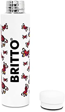 Romero Britto 25oz izolirana boca vode, nehrđajući čelik, 'Leteća srca - bijela'