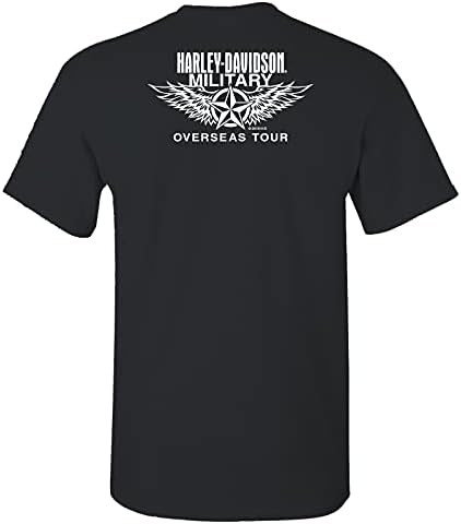 HARLEY -DAVIDSON Vojska - Muška dimna grafička grafička majica - Overseas Tour | Bicikl