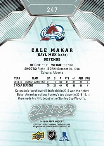 2019-20 MVP hokej na gornjoj palubi 247 Cale Makar Rookie Card