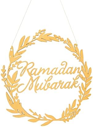 Likense Eid Mubarak viseći ukras, drveni mjesec i zvijezde eid ukrasi islams ploča natpis za znak za dom sretni ramazan mubarak diy