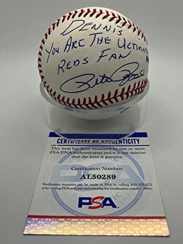 Pete Rose potpisao je autogram personaliziran za Dennis Reds Fan Baseball PSA DNA - Autografirani bejzbols