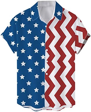 BMISEGM Ljetne majice Košulje za muškarce muški ljeto casual Dan neovisnosti zastava majica za ispis kratka rukava sputavaju košulje