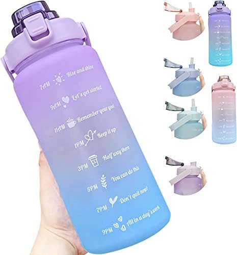 AMSZKE Velika motivacijska boca s vodom sa slamom, 64 oz, boca s pol litara s ručkama, nepropusna BPA -a slobodno vrijeme oznake vrčevi