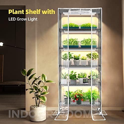 Polica biljke s rastom svjetla, uzgajajte laganu policu s poklopcem i termometrom, 6 slojeva biljke s rastom svjetla, stakleničkim