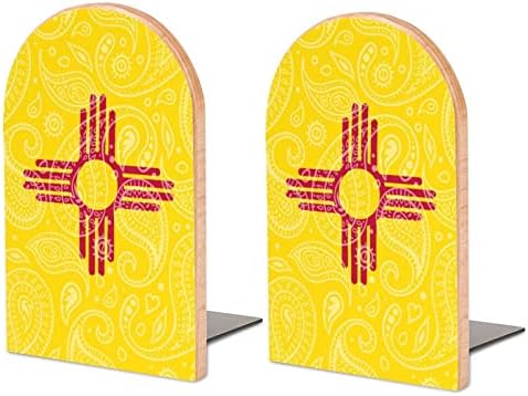 Slika zastave Novog Meksika Paislee drveni stalak za knjige dekorativni neklizajući kraj knjige 1 par 7 95 inča