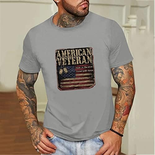 XXVR muški vojnik Patriotske majice s kratkim rukavima, američka zastava tiskana Dan neovisnosti Summer Casual Crewneck TEE TOPS
