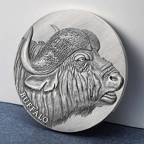 2022. DE izrazi divljih životinja Powercoin Buffalo 2 Oz Silver Coin 2000 Franje Kamerun 2022 Antique Finish