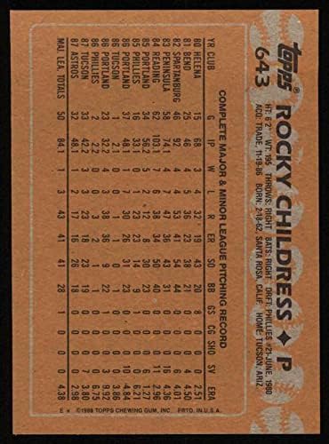 1988. Topps 643 Rocky Childress Houston Astros NM/MT Astros