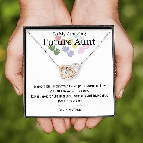 Nakit za poruke, ručno izrađena ogrlica- personalizirana darovna srca, nova tetka poklon za novu tetku poklon za uskoro tetka otkriva