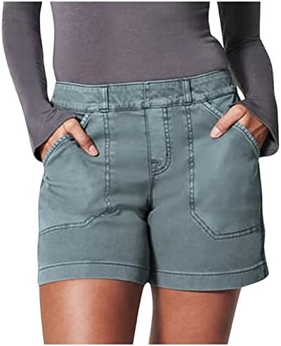 Ženske rastezljive kratke hlače povremene udobne kratke hlače s visokim strukom ljetne kratke hlače modna odjeća s džepovima