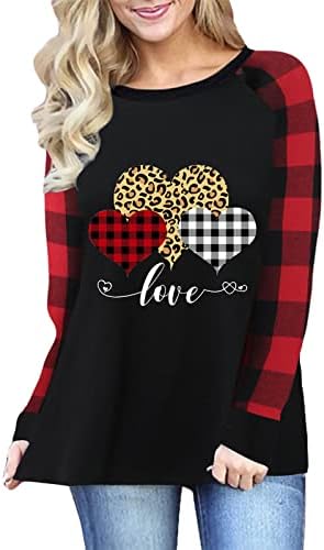 FMCHICO Ženska majica Pulover Majica Valentine Day LJUBAV LJUBAV PRINT TOPS dugih rukava Bluza majica