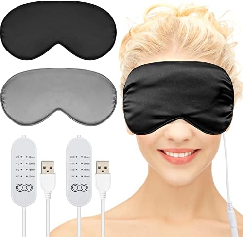 2-dijelna grijana svilena maska za oči za suhe oči-parni topli oblog za natečene oči maska za spavanje s kontroliranom temperaturom