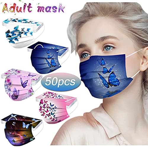 50kom jednokratna maska za lice za odrasle maske s printom leptira za lice udobna prozračna maska za muškarce i žene