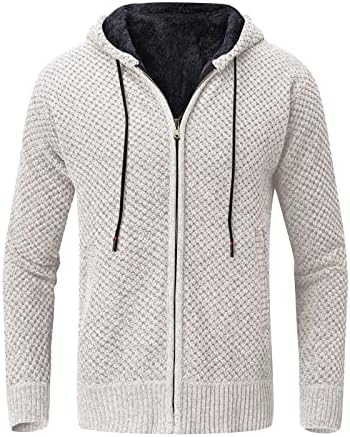 XXBR kardigan džemper za muške, zimske tople s kapuljačama s pletenom jaknom, kašmir flece Unutarnji patentni zatvarač casual vitki