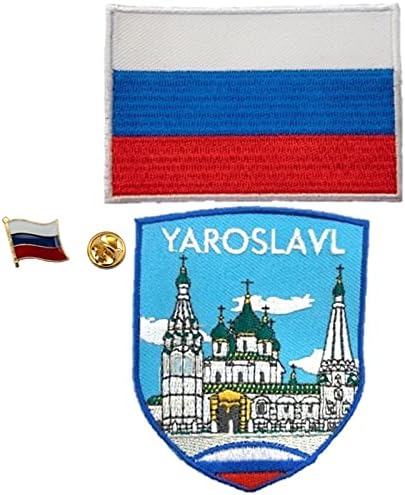 A-One 3 PCS Pack- Yaroslavl City Empoidery+Russia Flag repel Pin, Russia Patriot Patch, Dekorativni suvenir, uradi sam kostimi, željezo