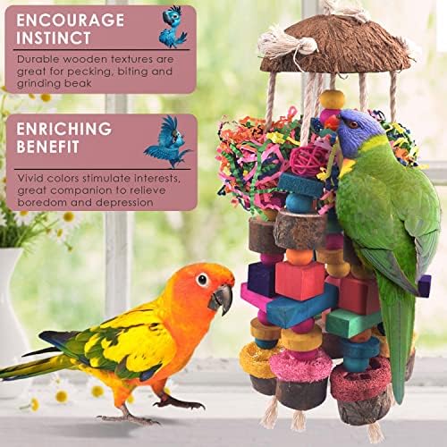 Katumo igračke za papir, kavez za kavez s šarenim igračkama za blok drveta za srednje ptice mini macaws cocatoos papige