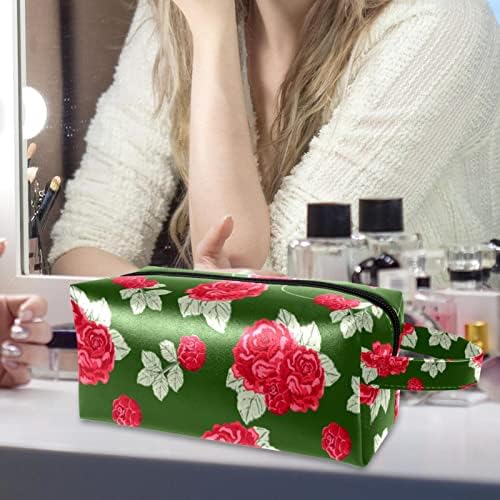 Vodootporna torba za šminkanje, torbica za šminkanje, kozmetički organizator za žene i djevojke, cvjetni cvjetni cvjetni cvijet crvene
