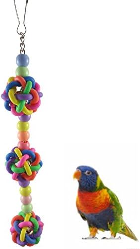 Hypeety Parrot igračka šarene igračke za ptice s zvonima kaveznih igračaka okrugle perle ptice papir žvakanje igračke za male papagaje,