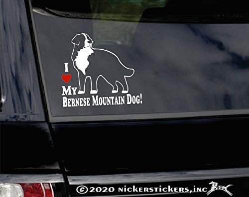 Volim svog Bernskog planinskog psa, vinilnu naljepnicu na prozoru, naljepnicu za pse