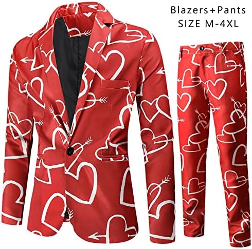 Wocachi 2PCS Valentinovo Set za jakne za tuxedo odijelo za muške, smiješne ljubavne hlače za hlače zabave