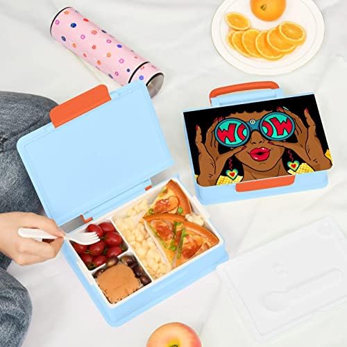 Alaza Afroamerikanka pop art bento kutija za ručak bez BPA bez istjecanja kontejnera za ručak s vilicom i žlicom, 1 komad