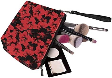 Ženska Kozmetička torbica od hibiskusa velika Crno-crvena torbica za putnu šminku organizator ženske toaletne torbe