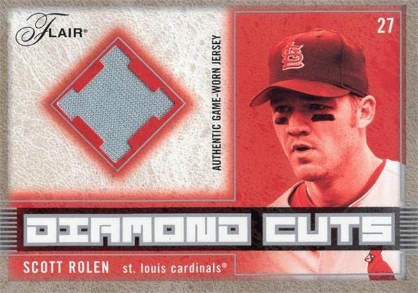 Scott Rolen igrač istrošen Jersey Patch Baseball Card 2003 Fleer Flair Diamond Cuts DCSR - MLB igra korištena dresova