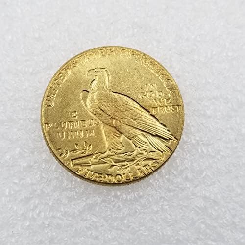 Antique Crafts 1910 D Verzija američki Indijski poluorao $ 5 Zlatni novčić Strani srebrni dolar