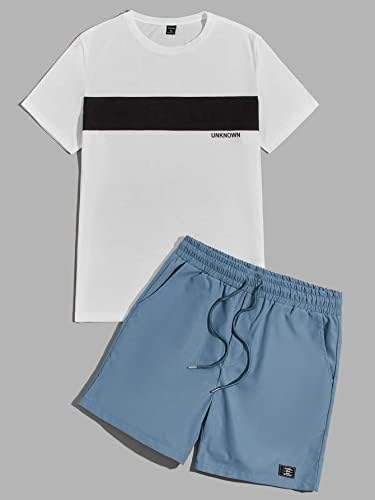 Fioxa dvodijelna odjeća za muškarce Muškarci slovo grafičke majice boja i kratke hlače set