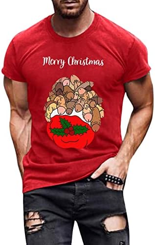 Wocachi božićne majice s kratkim rukavima za muške, ružne božićne kostime za odmor Smiješna grafička vježba Slim Fit Tee Tops