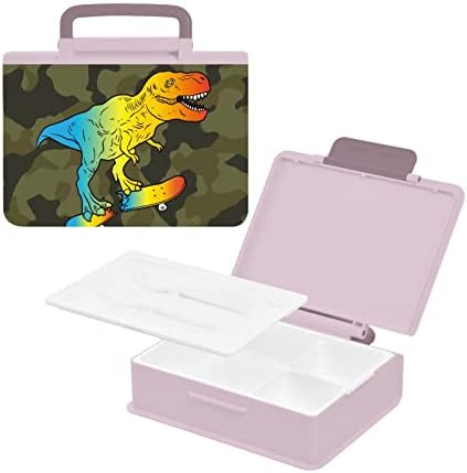 Alaza Mamuflage Camo Rainbow Dinosaur Dino Bento kutija za ručak bez BPA-a bez propuštanja kontejnera za ručak s vilicom i žlicom,